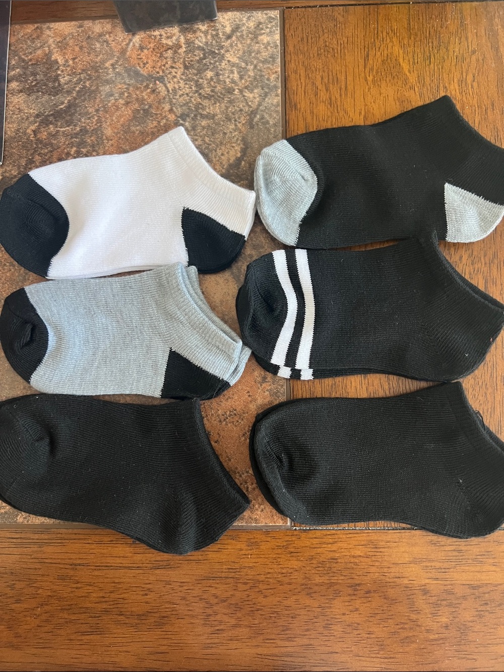 Children’s Low-Cut Athletic Socks - Black, White & Gray (6-Pack)